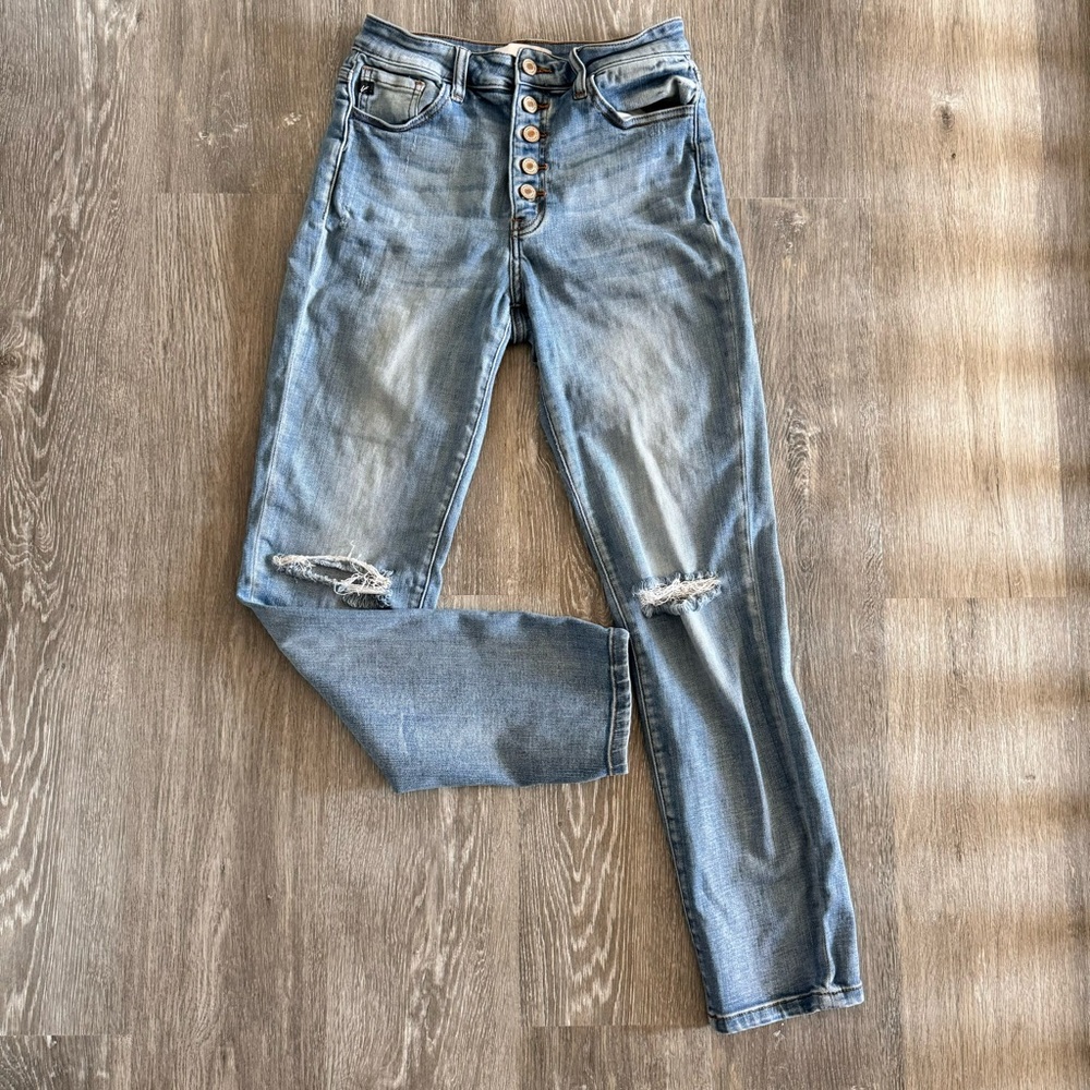 KanCan Blue Skinny Jeans with Distressed Details